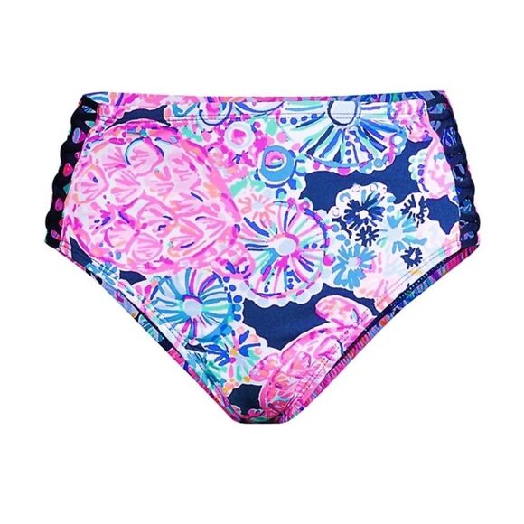 Lilly Pulitzer Rumy Bikini Bottom, Lattice Sides, High Waist, Turtle Amazement - Picture 1 of 7